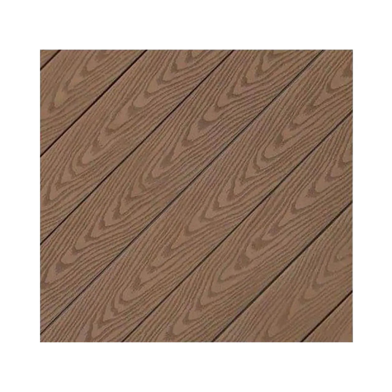 Go Build 1 in. x 5-1/2 in. x 12 ft Square Edge Composite Deck in brown with detailed wood grain, shown on white—perfect for decking or use as fascia from The Fastest Way To Build.